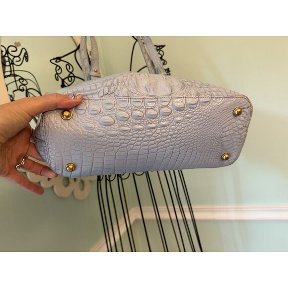 Brahmin BLUE Asher Medium  EMBOSSED Leather Shoulder Tote Handbag GORGEOUS! - Picture 7 of 9